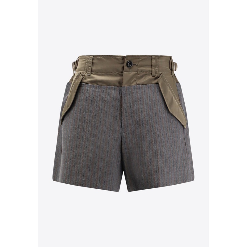 Wool-Blend Mini Shorts Gray wrtwsacai_2