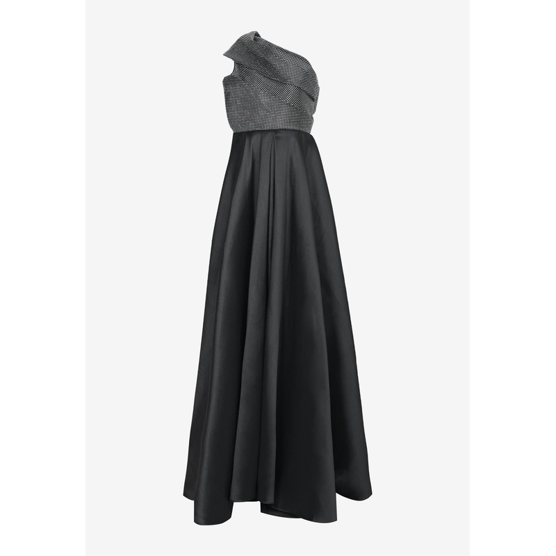 Alba One-Shoulder Crystal Embellished Gown Black wrtwuk_UK 8