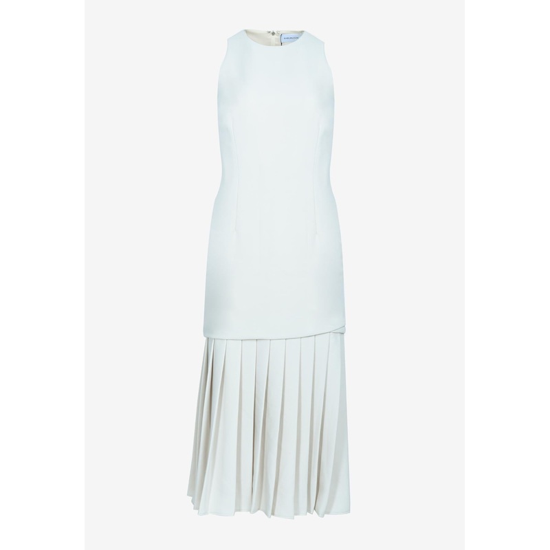 Anci Pleated Midi Dress Cream wrtwuk_UK 8
