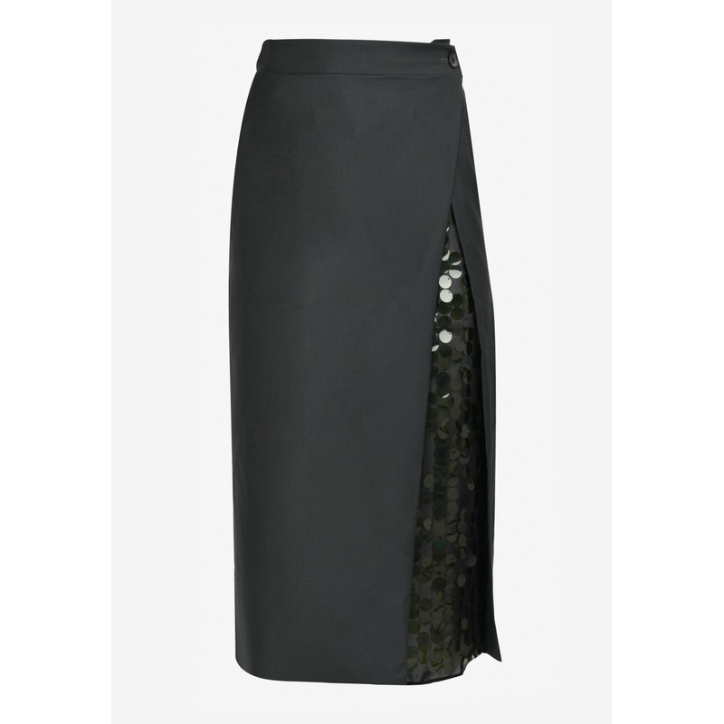 Beatris Sequined Wrap Skirt Dark Green wrtwuk_UK 8