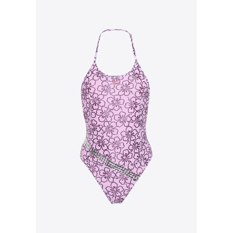 Fabiana Floral Print One-Piece Swimsuit Lilac wrtwstd_XS