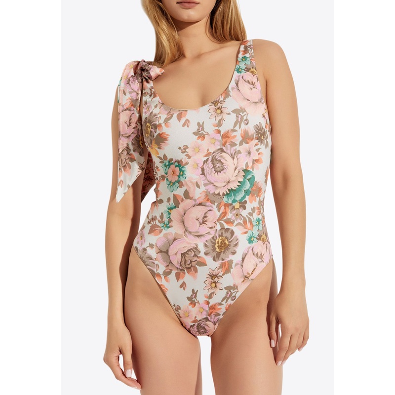 Floral Print One-Piece Swimsuit Multicolor wrtwfr_FR 34