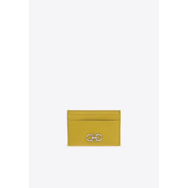 Gancini Grained Leather Cardholder Lemon Onesize