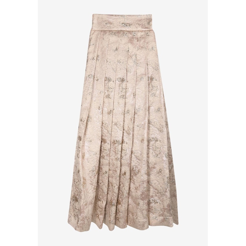 Sicilian Jacquard Brocade Maxi Skirt Gold wrtwuk_UK 8