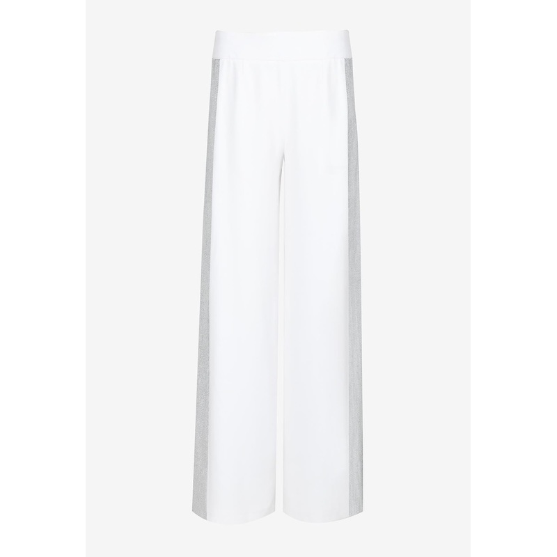 Wide-Leg Pants with Crystal Inserts White wrtwit_IT 40