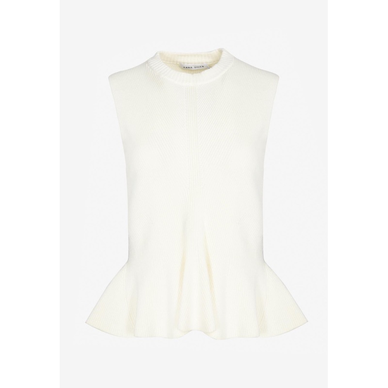 Winnie Knitted Peplum Top Cream wrtwuk_UK 8
