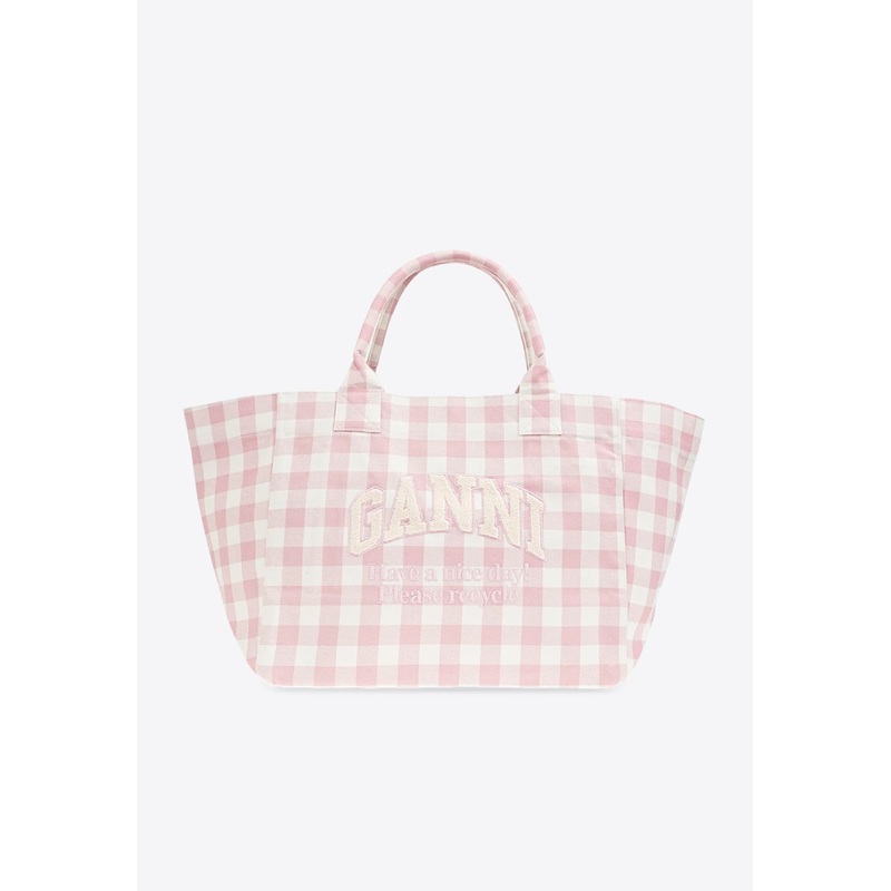 XXL Vichy Check Tote Bag Pink Onesize