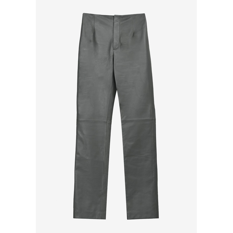 Ziggys Long Leather Pants Khaki wrtwstd_XS