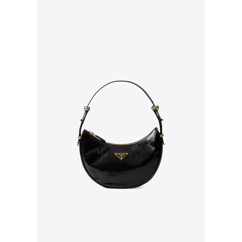 Arqu Patent Leather Hobo Bag Black Onesize