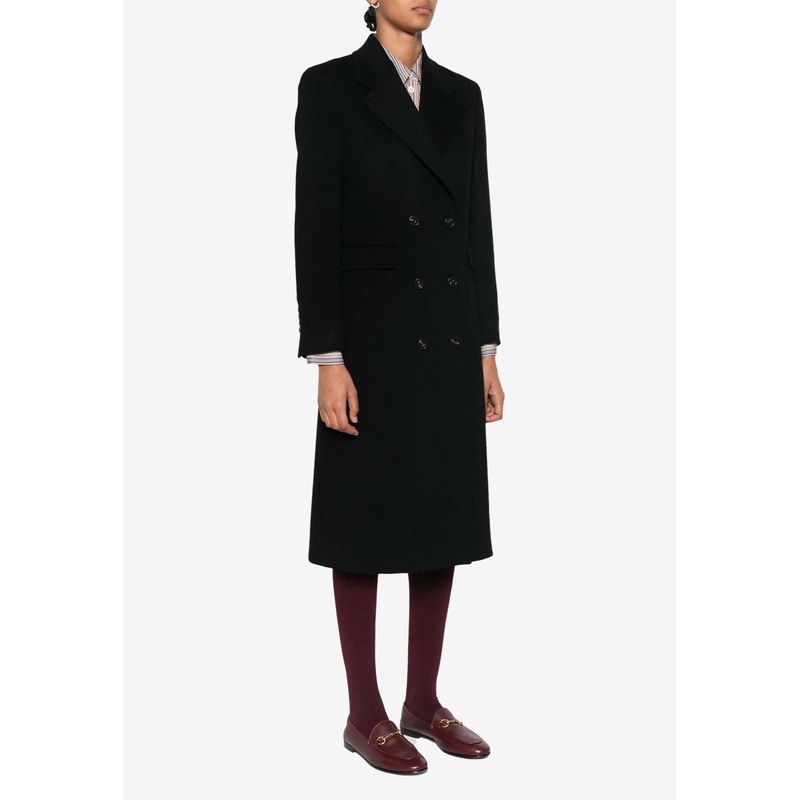 Double-Breasted Long Coat Black wrtwit_IT 40