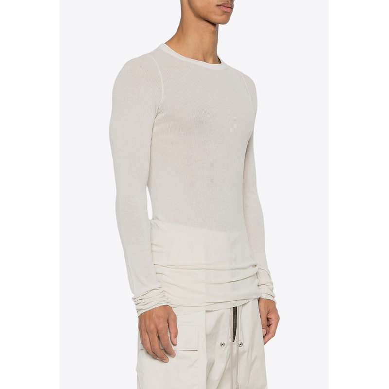 Ribbed Long-Sleeved T-shirt White mrtwstd_S