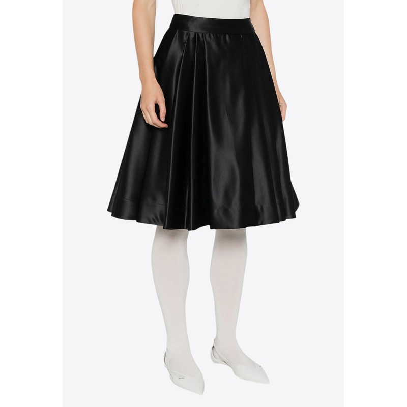 Ruota Duchess Flared Satin Skirt Black wrtwit_IT 38