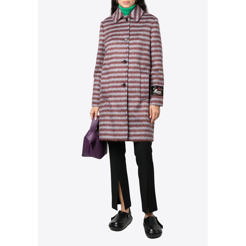 Single-Breasted Striped Coat Burgundy wrtwit_IT 38