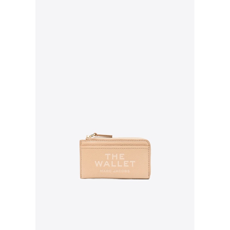 The Grained Leather Top Zip Cardholder Beige Onesize