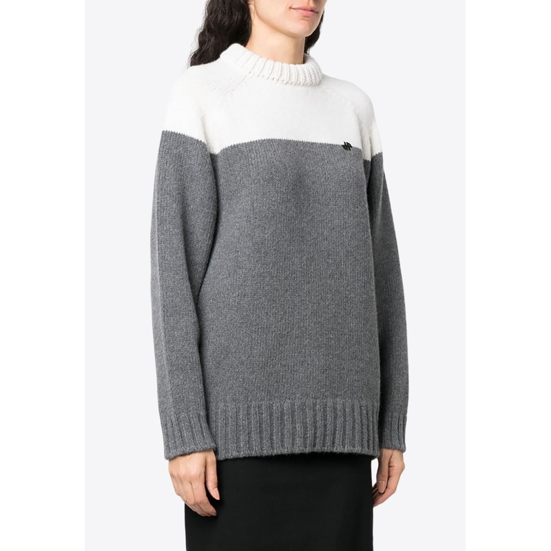 Two-Tone Knitted Wool Sweater Gray wrtwstd_S