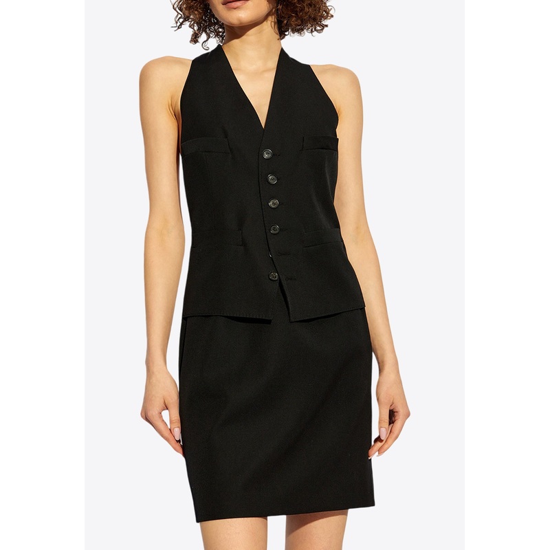 V-neck Wool Mini Dress Black wrtwit_IT 38