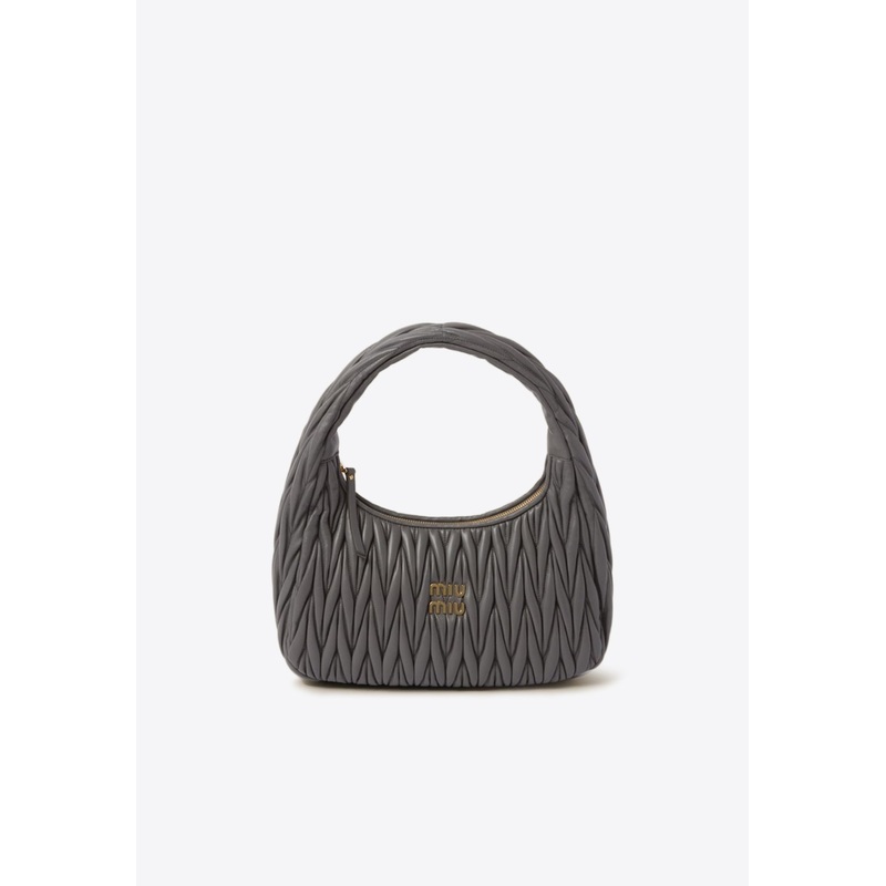 Wander Matelass Nappa Leather Hobo Bag Gray Onesize