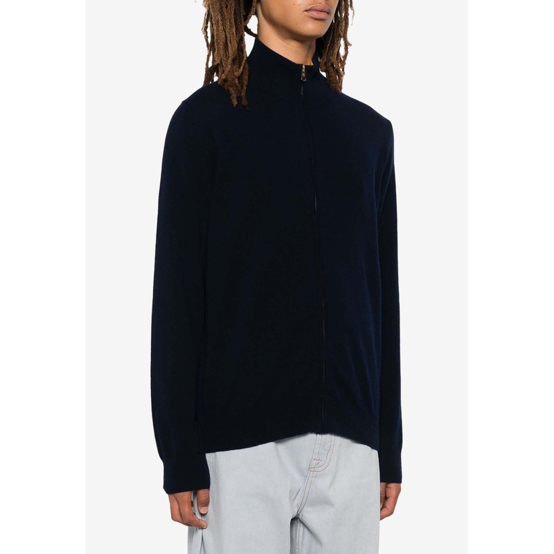 Zip-Up Cashmere Cardigan Navy mrtwstd_M