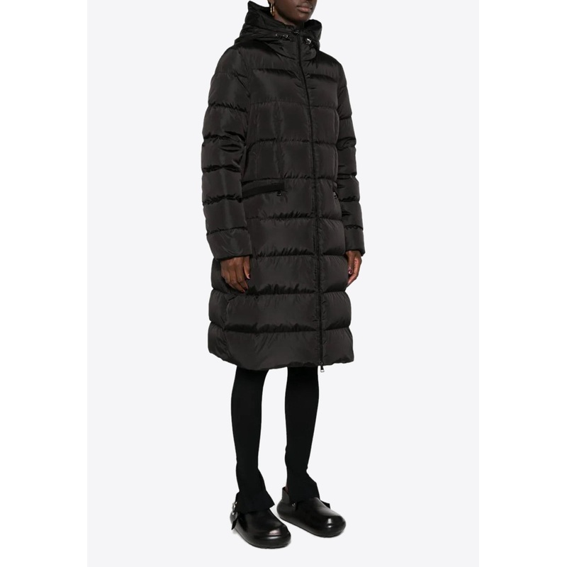 Avocette Hooded Long Down Jacket Black wrtwmoncler_1