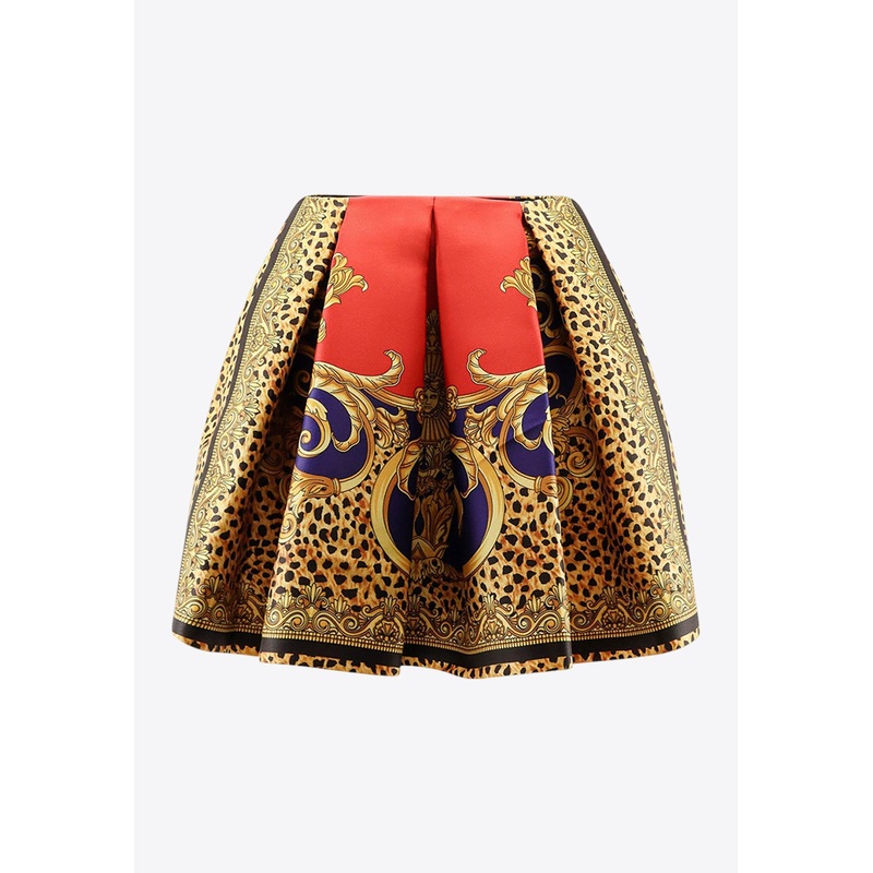 Cheetah Barocco Mini Silk Duchesse Skirt Multicolor wrtwit_IT 40