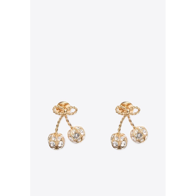 Cherryfic Crystal Embellished Earrings Gold Onesize