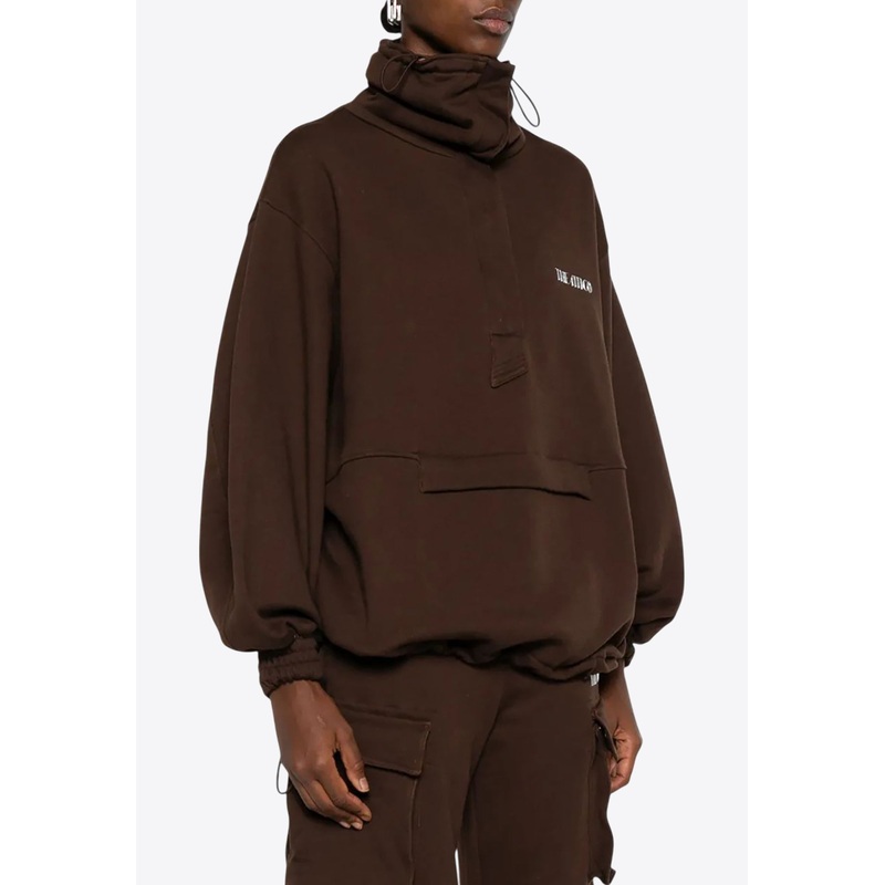 Rubberized Logo Half-Zip Sweatshirt Brown wrtwit_IT 38