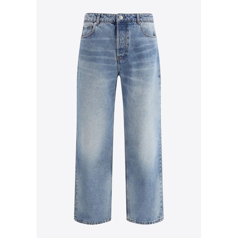 Straight-Leg Washed Jeans Blue mrtwbottoms_29