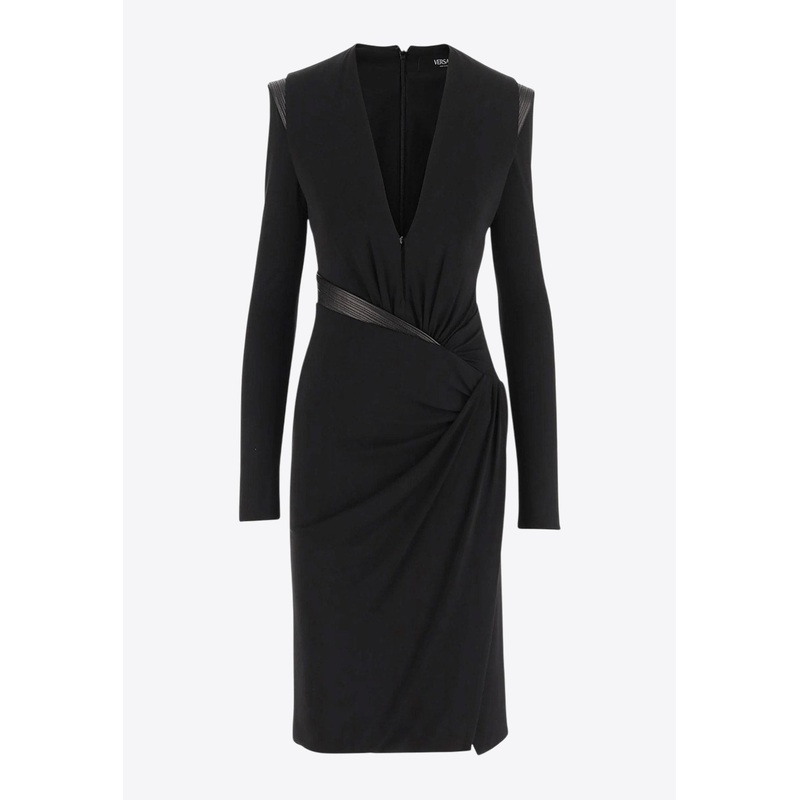 V-neck Crepe Mini Dress Black wrtwit_IT 40