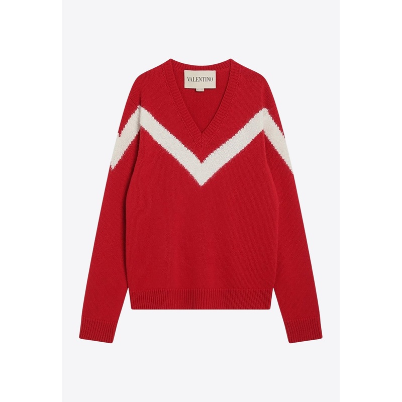 VLogo Bow V-neck Sweater Red mrtwstd_S