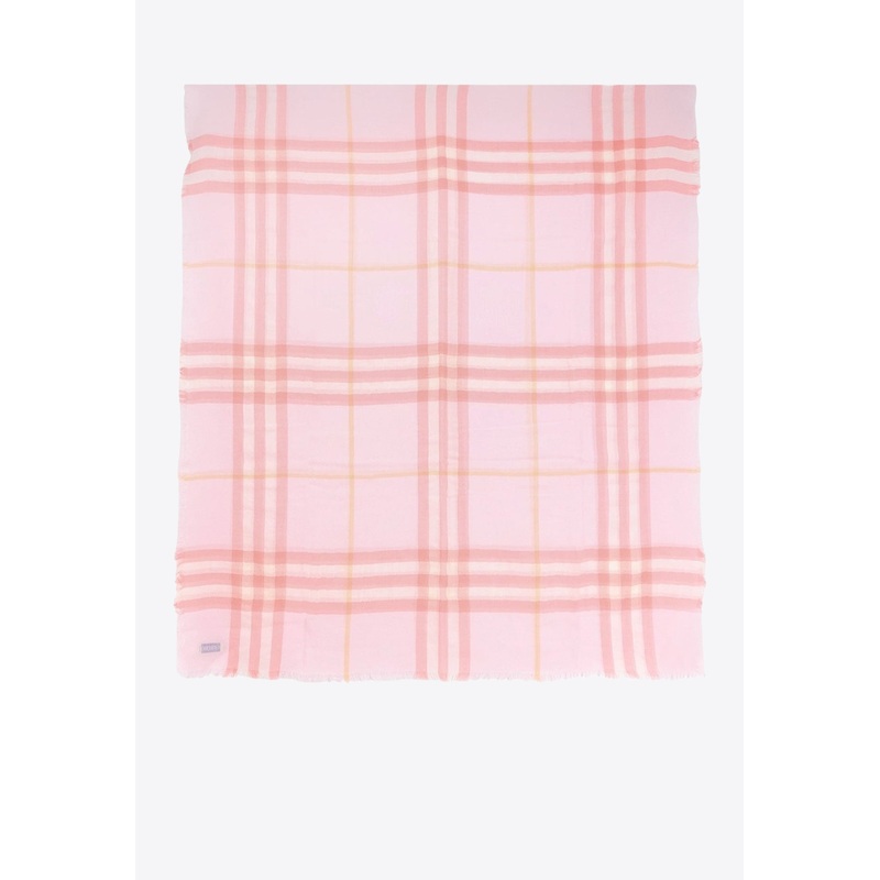 Wool Checked Scarf Pink Onesize