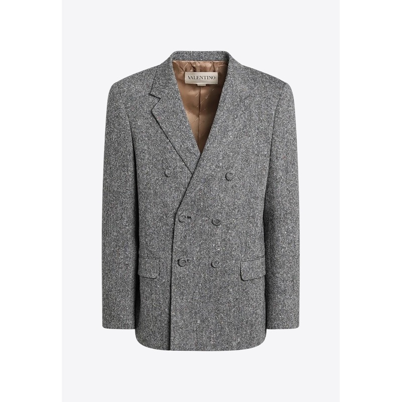 Wool Double-Breasted Jacket Gray wrtwit_IT 50