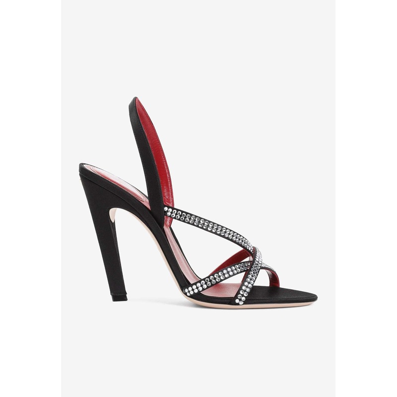105 Crystal-Embellished Sandals Black wshoeseu_EU 36