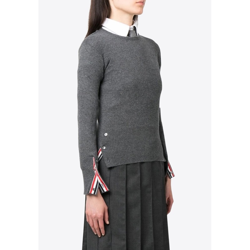 4-bar Stripes Knitted Cashmere Sweater Gray wrtwit_IT 38
