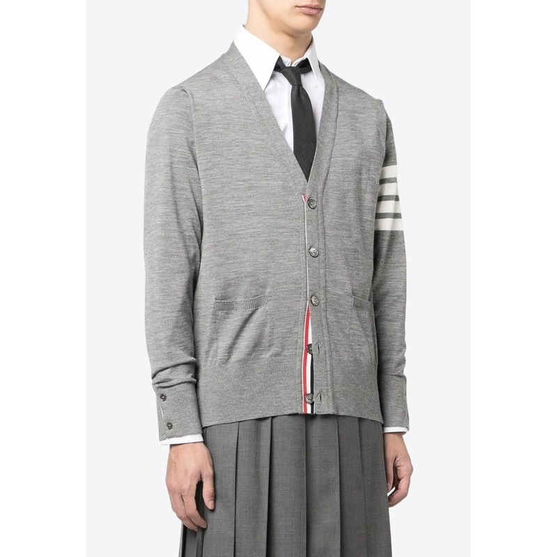 4-bar Stripes V-neck Cardigan Gray mrtwstd_1
