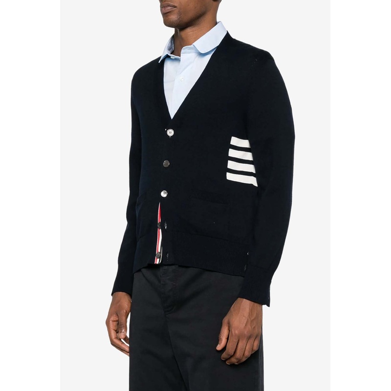 4-bar Stripes V-neck Cardigan Navy mrtwstd_3