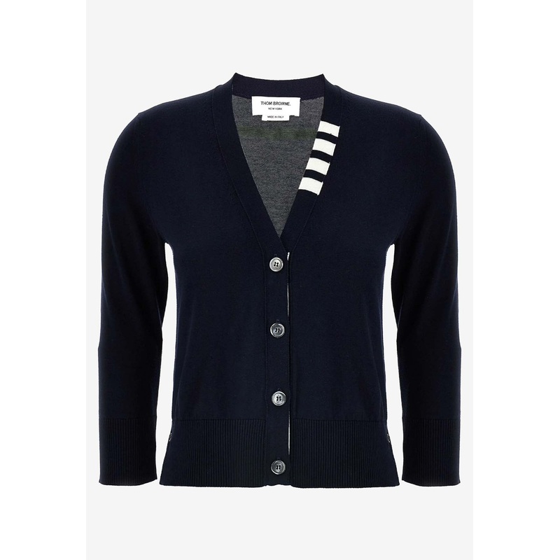 4-bar Stripes V-neck Cardigan Navy wrtwit_IT 40