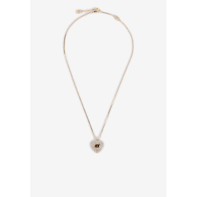 Crystal-Embellished Heart Pendant Necklace Metallic Onesize