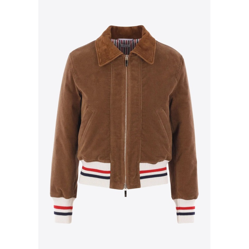Wale Corduroy Cropped Aviator Jacket Brown wrtwit_IT 40