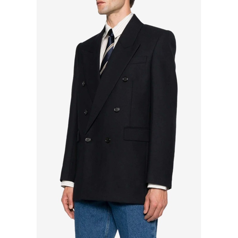 Wool Double-Breasted Blazer Navy mrtwit_IT 48