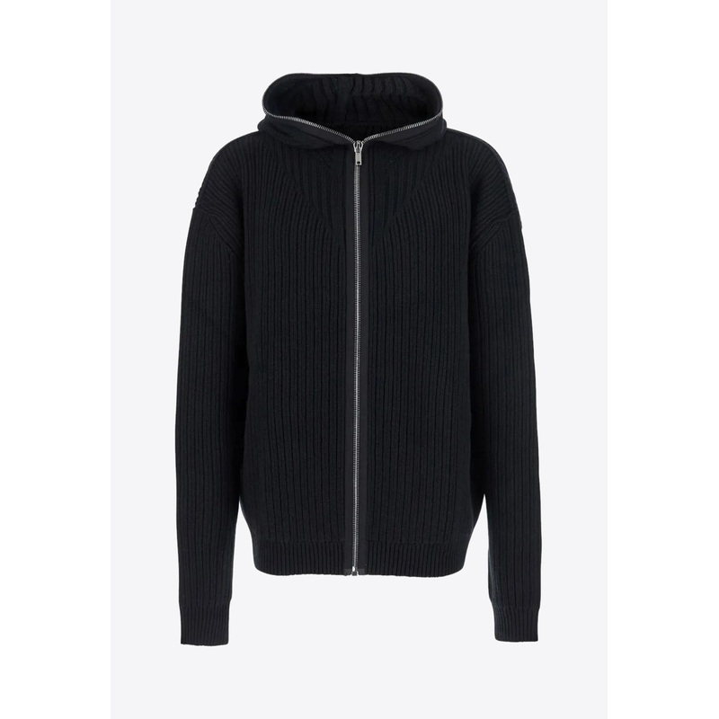 Zip-Up Wool Cardigan Black mrtwstd_S