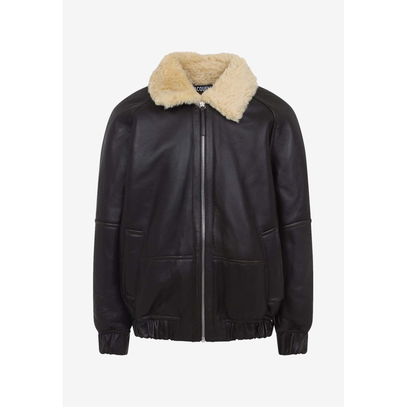 Bombardier Shearling Leather Jacket Brown mrtwit_IT 48