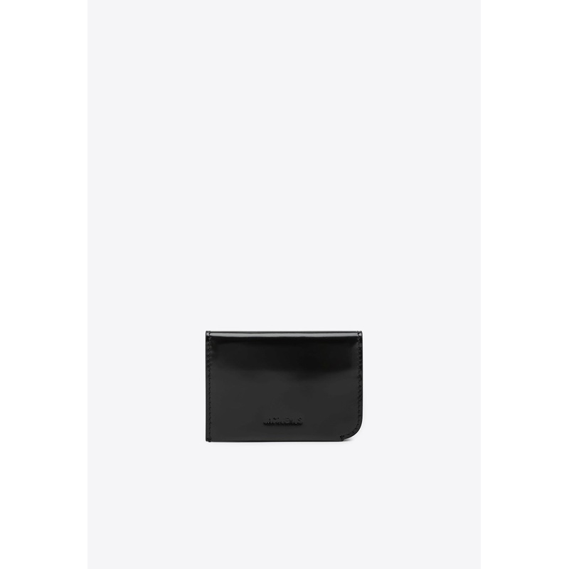 Curved Calf Leather Cardholder Black Onesize