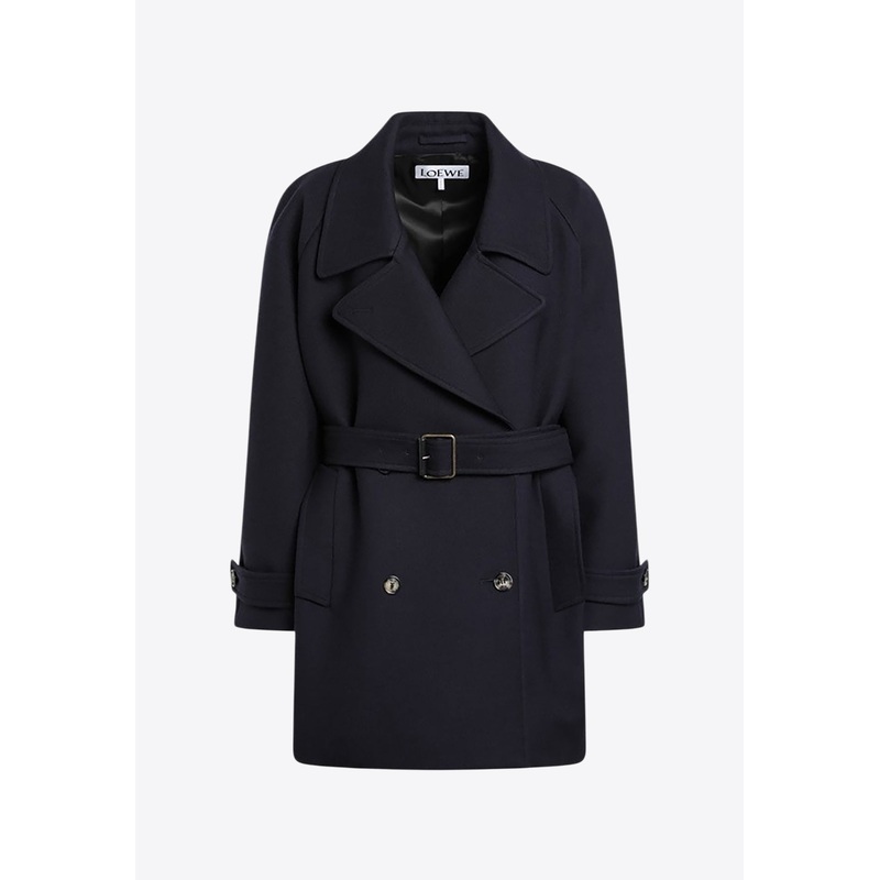 Double-Breasted Belted Wool Coat Blue wrtwfr_FR 36