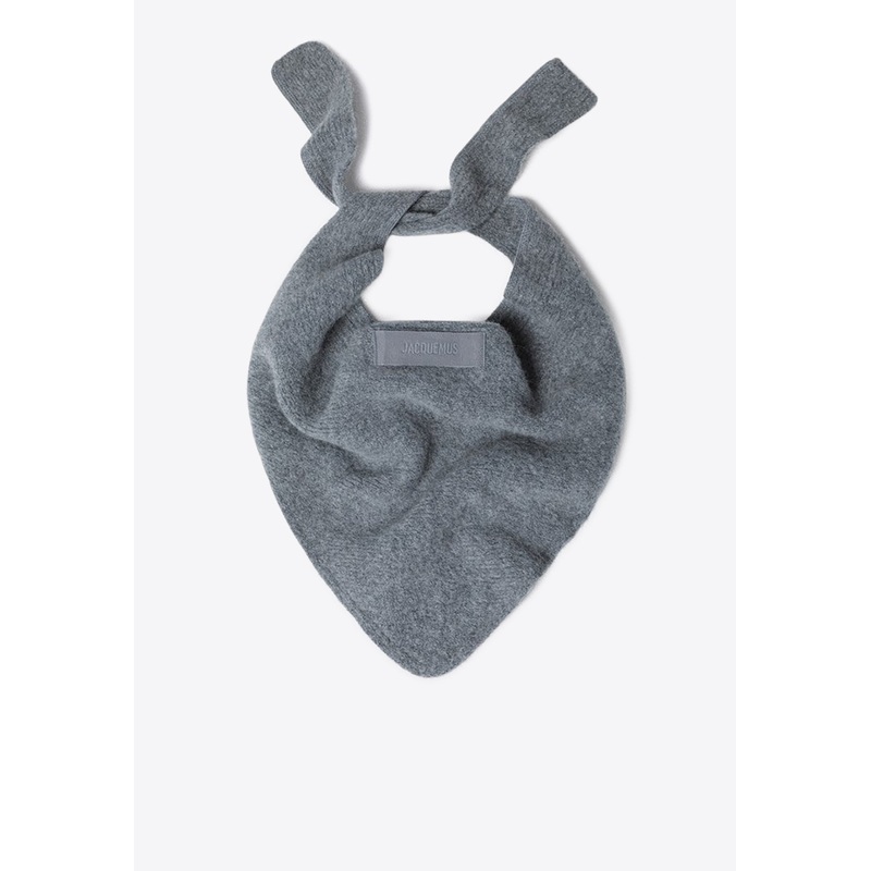 Gros Grain Logo Wool-Blend Scarf Gray Onesize