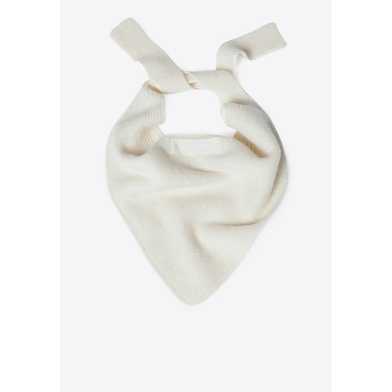 Gros Grain Logo Wool-Blend Scarf White Onesize