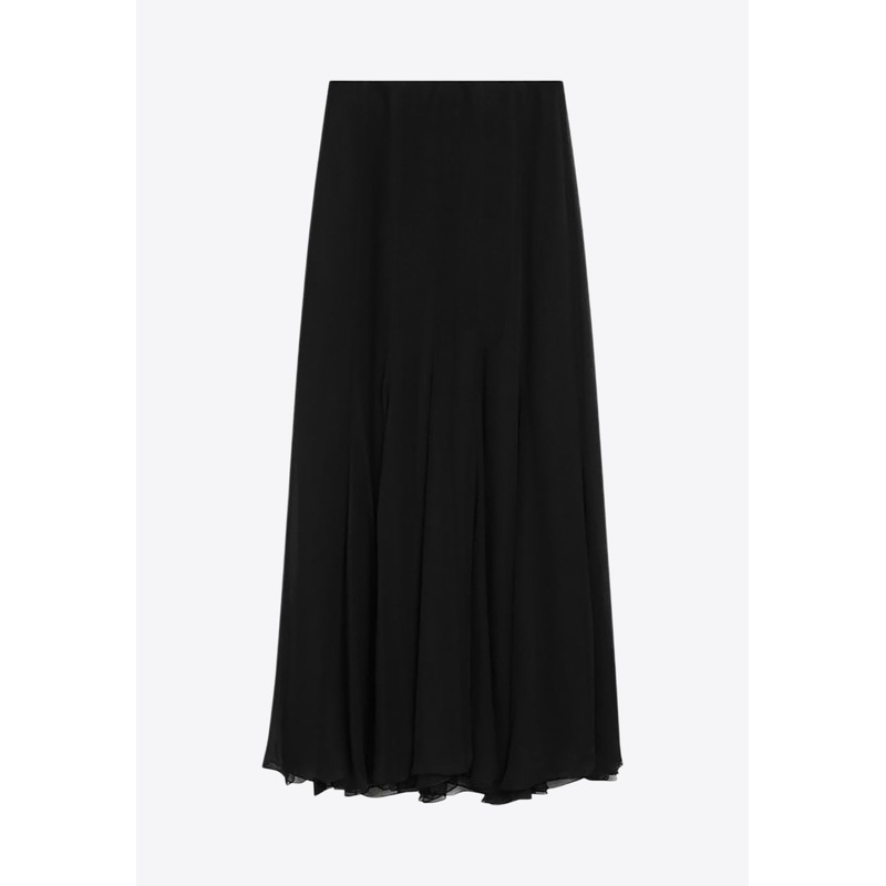 Silk Pleated Midi Dress Black wrtwfr_FR 36