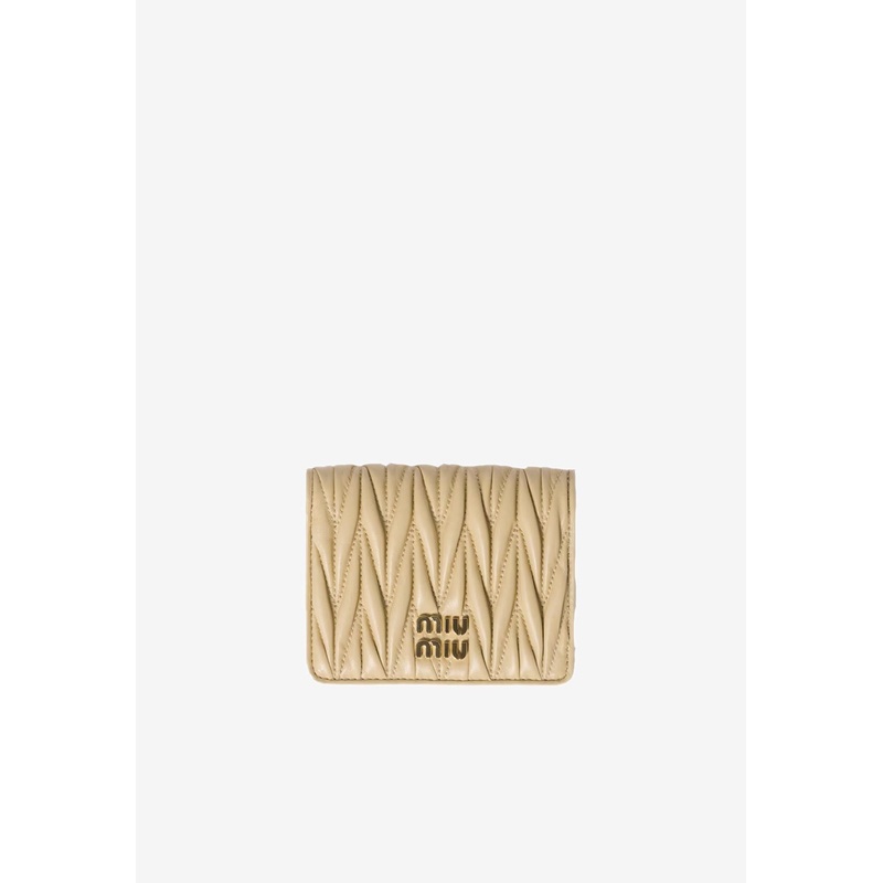 Small Matelass Nappa Leather Wallet Cream Onesize
