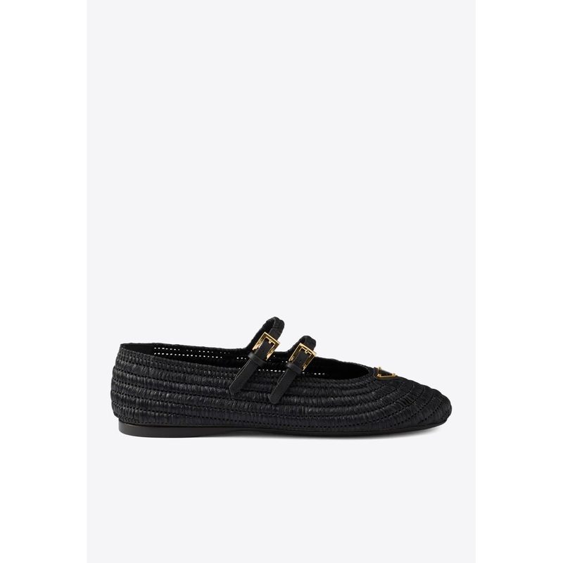 Triangle Logo Crochet Knit Flats Black wshoeseu_EU 36