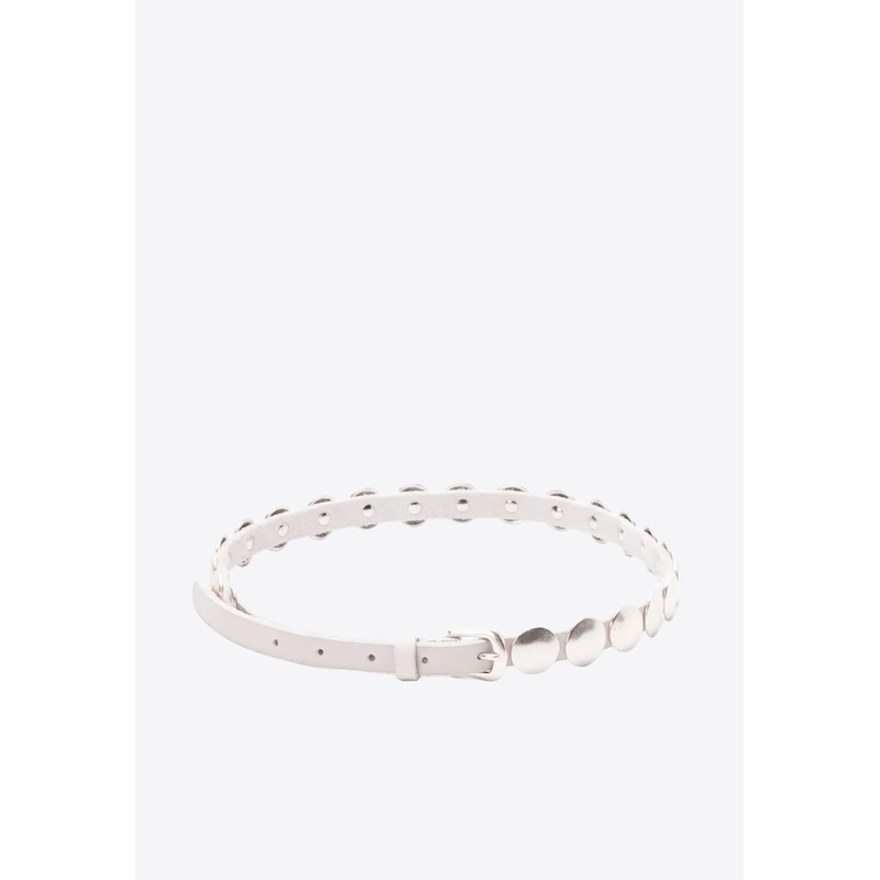 Trinidad Studded Leather Belt White 70