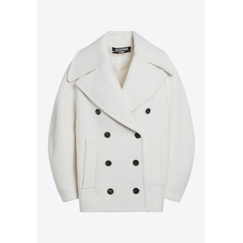 Wool Double-Breasted Coat White wrtwfr_FR 36